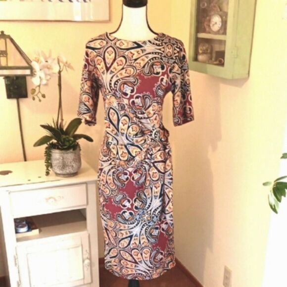 Shelby and Palmer Paisley Textured Soft Knit Dress. Boho. Arty. - Picture 1 of 12